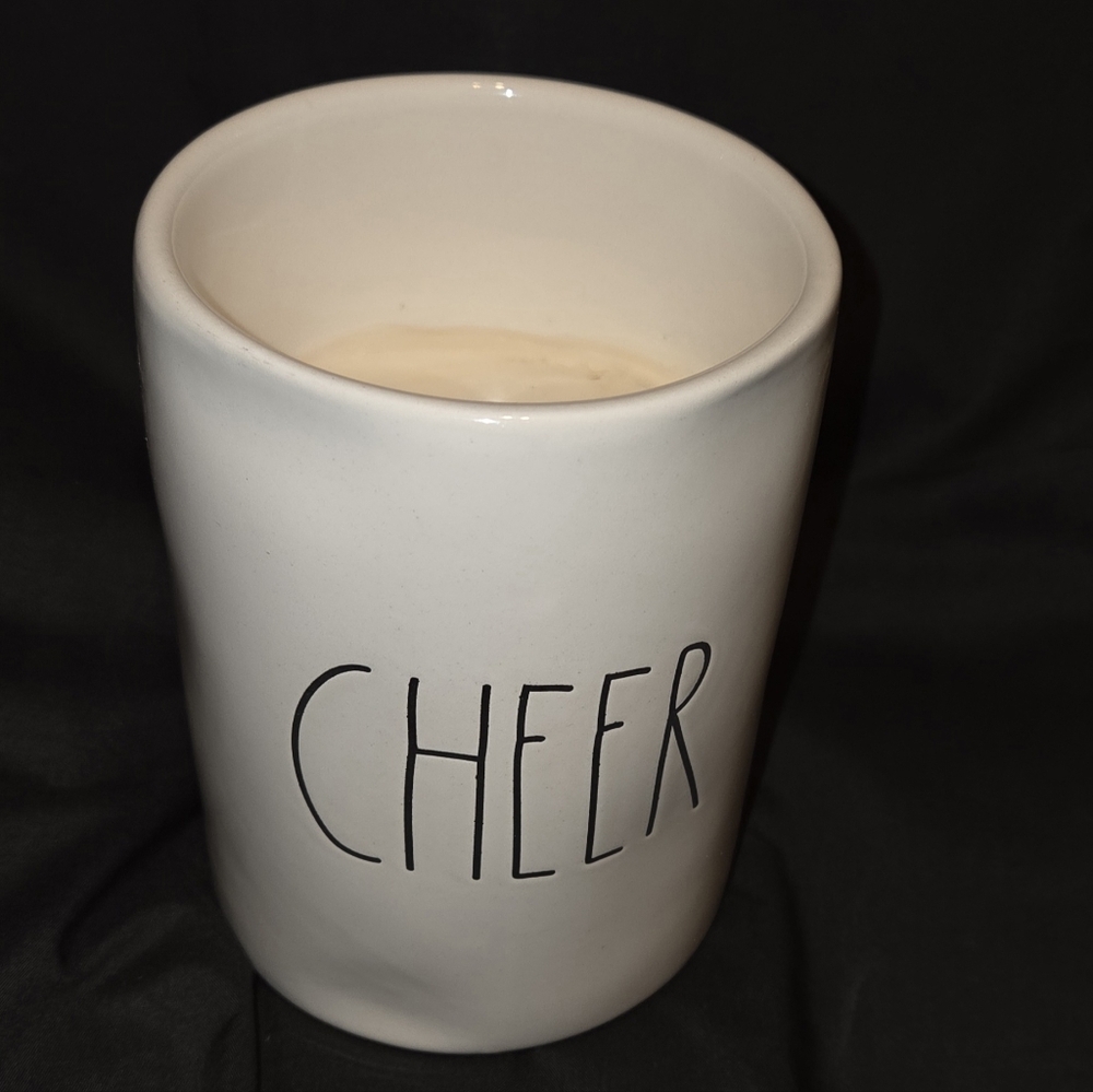 HTF Rae Dunn Cheer Reindeer Cherry Christmas Candle 5" x 3.5"